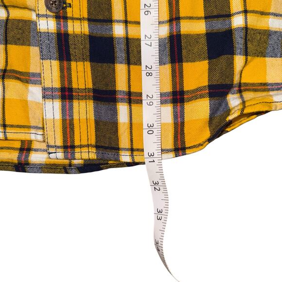 Duluth Trading Co Yellow Plaid Flannel Shirt Medium Cotton Long Sleeve Workwear - Picture 5 of 6